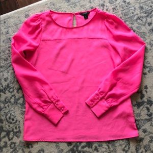 J. Crew bright pink blouse.